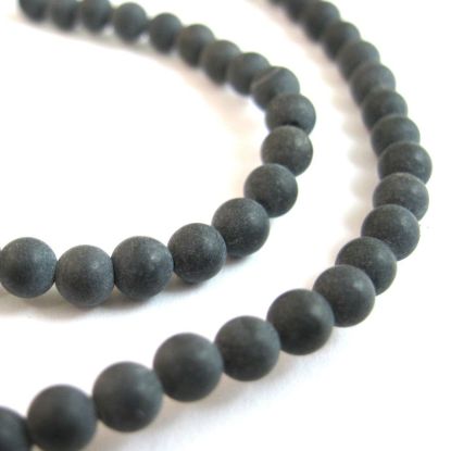 Wholesale Black Jasper Gemstone Beads - Matte Finish 4mm (Sold Per Strand)