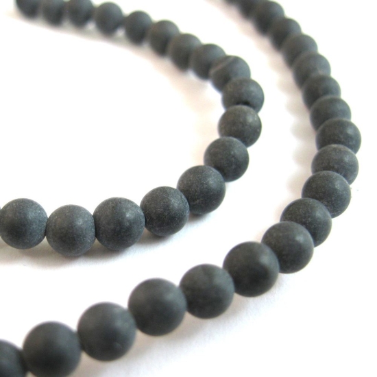 Wholesale Black Jasper Gemstone Beads - Matte Finish 4mm (Sold Per Strand)