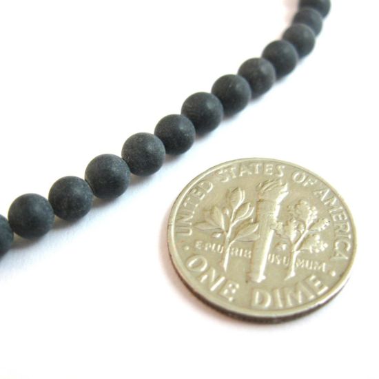 Wholesale Black Jasper Gemstone Beads - Matte Finish 4mm (Sold Per Strand)