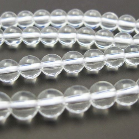 Wholesale Natural Clear Crystal Quartz Beads - 6mm Smooth Round - April Birthstone (Sold Per Strand)