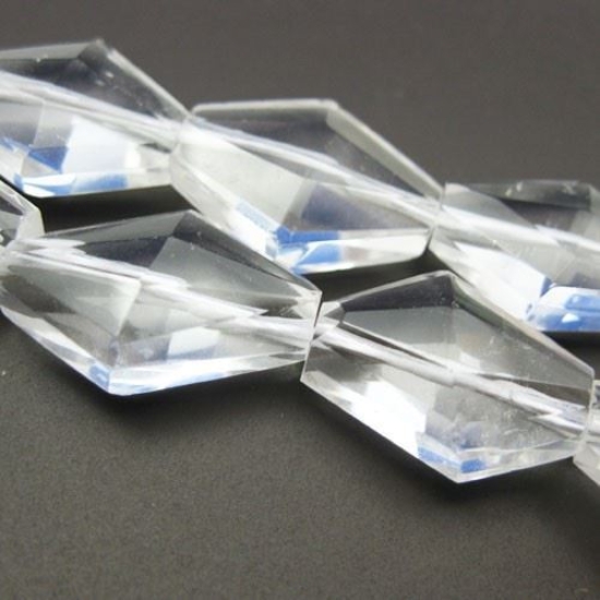 Wholesale Natural Clear Crystal Quartz Beads - Faceted Diamond Shape - April Birthstone (Sold Per Strand)