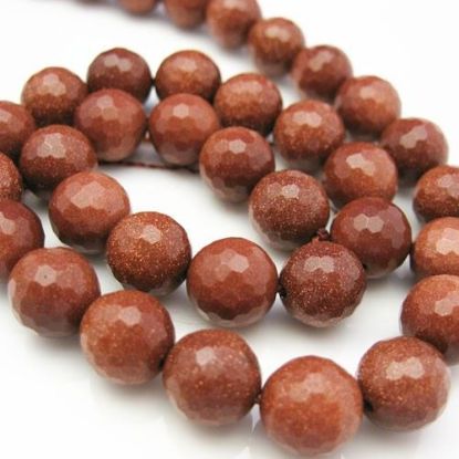 Wholesale Sparkle Brown Goldstone Beads - 10mm Faceted Round (Sold Per Strand)