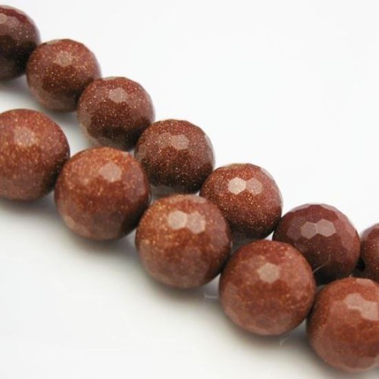 Wholesale Sparkle Brown Goldstone Beads - 10mm Faceted Round (Sold Per Strand)