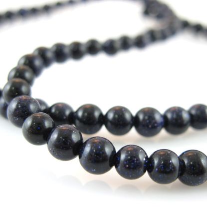 Wholesale Sparkle Blue Goldstone Beads - Smooth Round 4mm (Sold Per Strand)