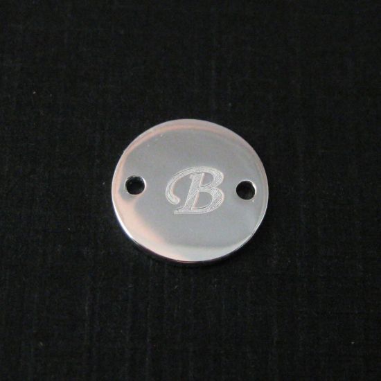 Wholesale Sterling Silver Initial Stamped Round Connector Charm, Charms and Pendants for Jewelry Making, Wholesale Findings