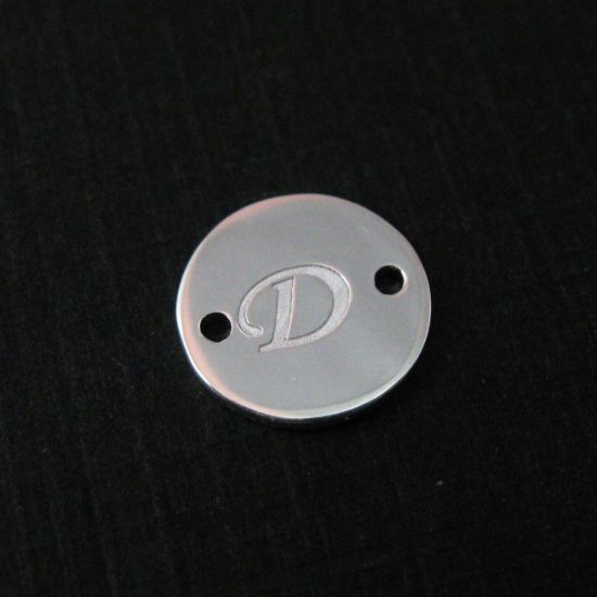 Wholesale Sterling Silver Initial Stamped Round Connector Charm, Charms and Pendants for Jewelry Making, Wholesale Findings