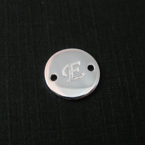 Wholesale Sterling Silver Initial Stamped Round Connector Charm, Charms and Pendants for Jewelry Making, Wholesale Findings