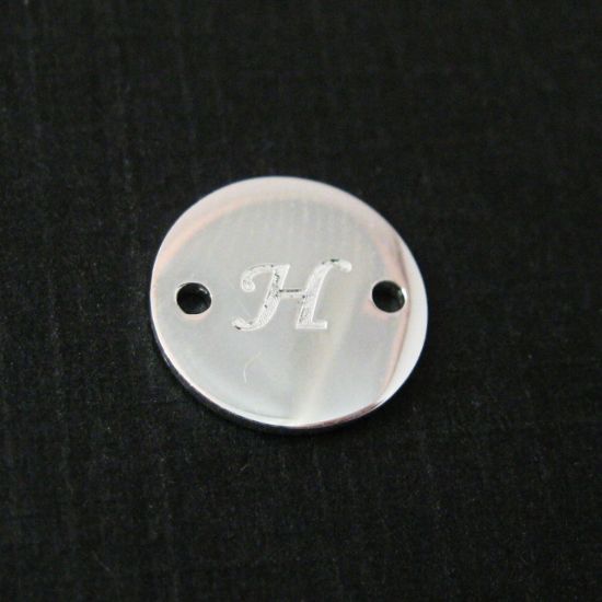 Wholesale Sterling Silver Initial Stamped Round Connector Charm, Charms and Pendants for Jewelry Making, Wholesale Findings