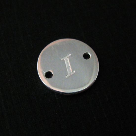Wholesale Sterling Silver Initial Stamped Round Connector Charm, Charms and Pendants for Jewelry Making, Wholesale Findings