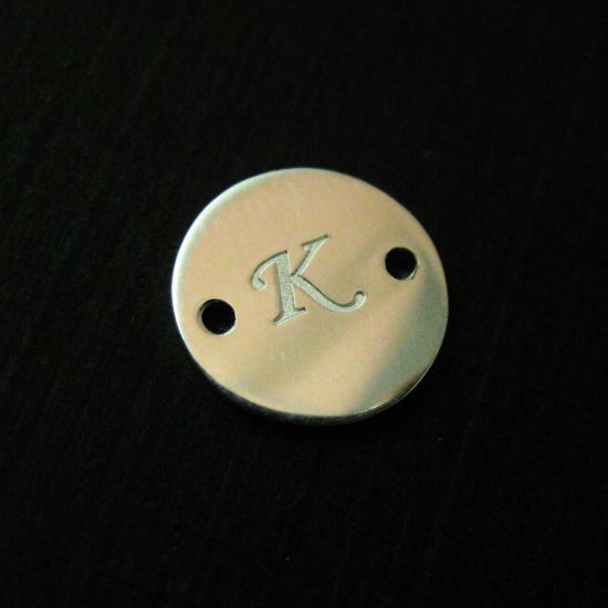 Wholesale Sterling Silver Initial Stamped Round Connector Charm, Charms and Pendants for Jewelry Making, Wholesale Findings