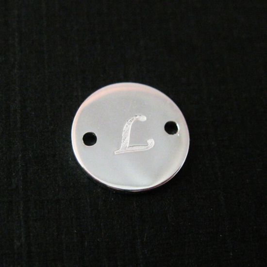 Wholesale Sterling Silver Initial Stamped Round Connector Charm, Charms and Pendants for Jewelry Making, Wholesale Findings