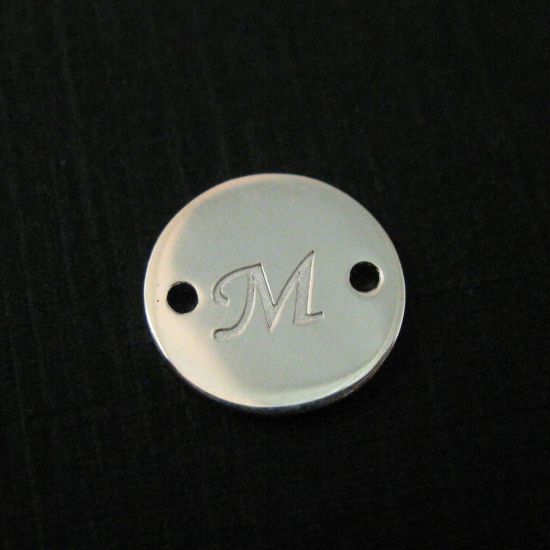 Wholesale Sterling Silver Initial Stamped Round Connector Charm, Charms and Pendants for Jewelry Making, Wholesale Findings