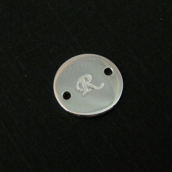 Wholesale Sterling Silver Initial Stamped Round Connector Charm, Charms and Pendants for Jewelry Making, Wholesale Findings