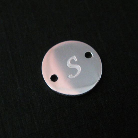 Wholesale Sterling Silver Initial Stamped Round Connector Charm, Charms and Pendants for Jewelry Making, Wholesale Findings