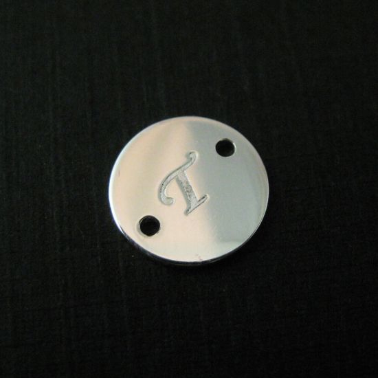 Wholesale Sterling Silver Initial Stamped Round Connector Charm, Charms and Pendants for Jewelry Making, Wholesale Findings