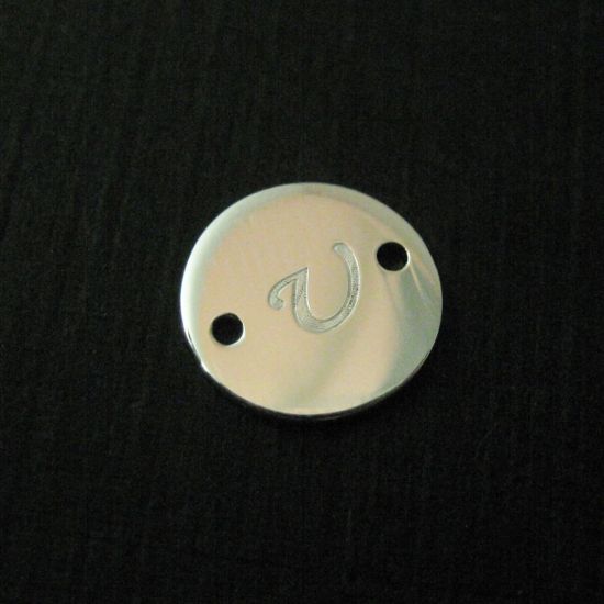 Wholesale Sterling Silver Initial Stamped Round Connector Charm, Charms and Pendants for Jewelry Making, Wholesale Findings