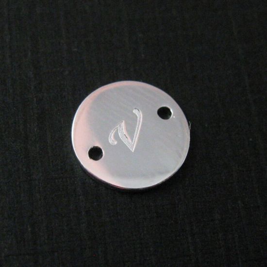 Wholesale Sterling Silver Initial Stamped Round Connector Charm, Charms and Pendants for Jewelry Making, Wholesale Findings
