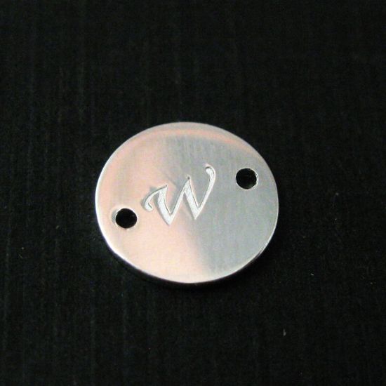 Wholesale Sterling Silver Initial Stamped Round Connector Charm, Charms and Pendants for Jewelry Making, Wholesale Findings