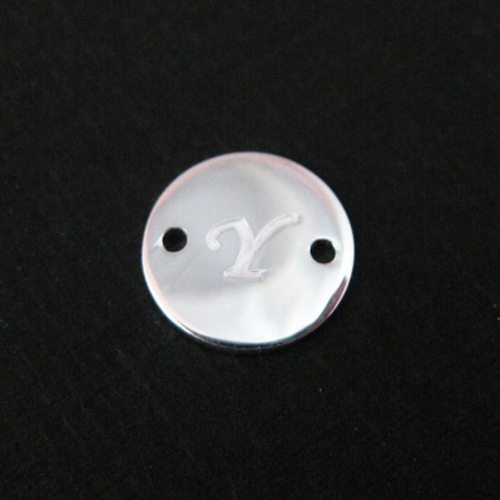 Wholesale Sterling Silver Initial Stamped Round Connector Charm, Charms and Pendants for Jewelry Making, Wholesale Findings