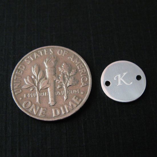 Wholesale Sterling Silver Initial Stamped Round Connector Charm, Charms and Pendants for Jewelry Making, Wholesale Findings