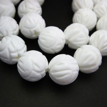Wholesale Giant Clam Shell Beads  - Carved Round Shape (Sold Per Strand