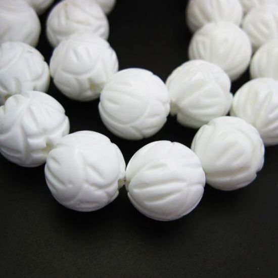 Wholesale Giant Clam Shell Beads  - Carved Round Shape (Sold Per Strand