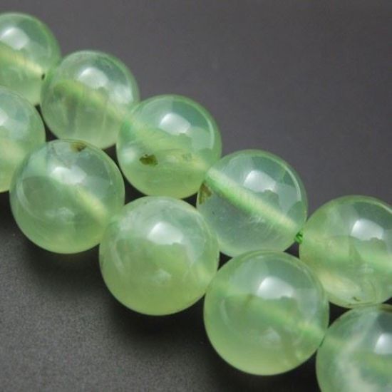 Wholesale Prehnite Beads - Nature Stone - Smooth Round 10mm (Sold Per Half Strand)