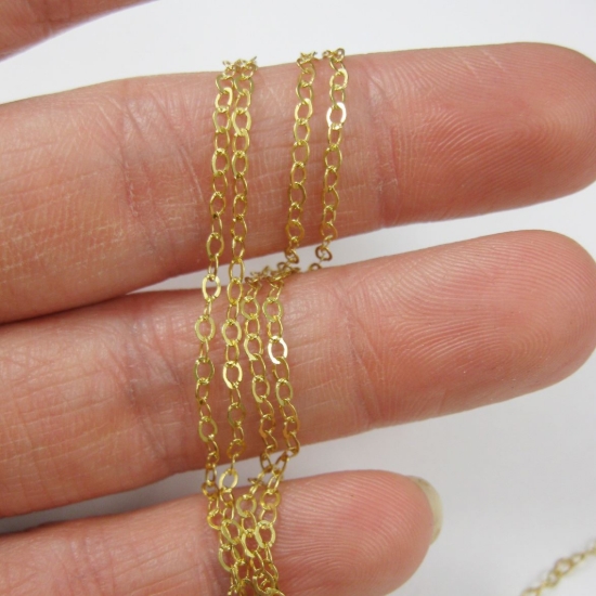 Wholesale Chain, Gold plated Sterling Silver Flat Cable Oval Chain 2 by 2.5mm Bulk Chain by the foot