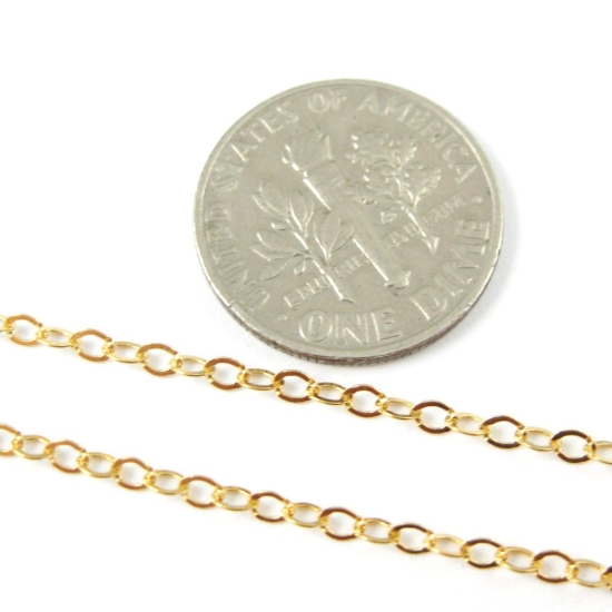 Wholesale Chain, Gold plated Sterling Silver Flat Cable Oval Chain 2 by 2.5mm Bulk Chain by the foot