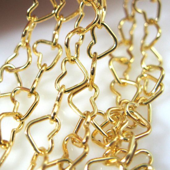 Wholesale Chain, Gold plated Sterling Silver Heart Chain Link, Bulk Chain by the foot