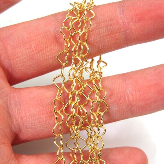 Wholesale Chain, Gold plated Sterling Silver Heart Chain Link, Bulk Chain by the foot