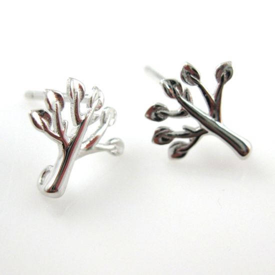 Wholesale Rhodium plated Sterling Silver Tree Earring Studs for Jewelry Making, Wholesale Earwire and Findings