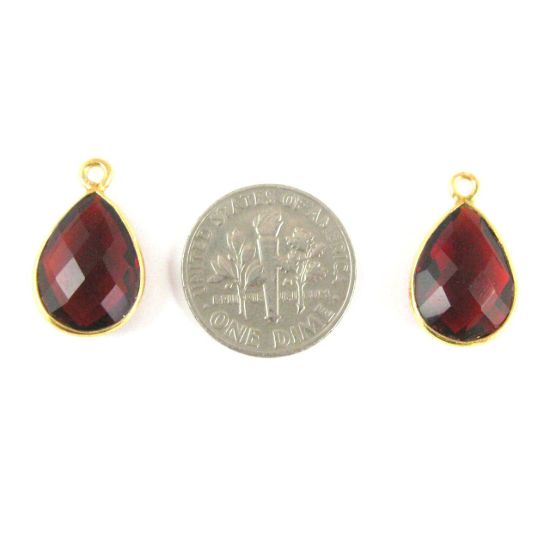 Wholesale Gold plated Sterling Silver Small Teardrop Bezel Garnet Quartz Gemstone Pendant, Wholesale Gemstone Pendants for Jewelry Making