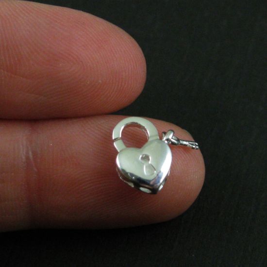 Wholesale Sterling Silver Heart Lock Lobster Clasp Charm (1 pc)