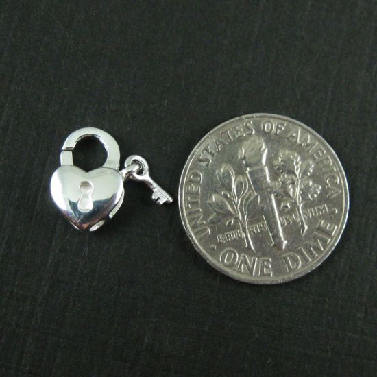 Wholesale Sterling Silver Heart Lock Lobster Clasp Charm (1 pc)