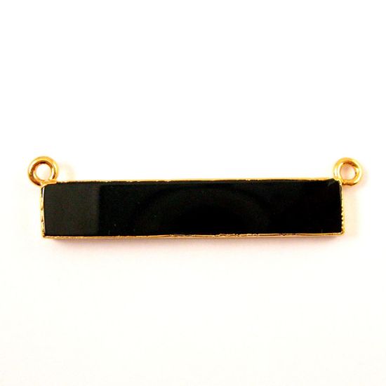 Wholesale Natural Black Agate Bar Pendant, Gold dipped Bar,Black Agate Bar Connector,Extra Long Bar,Rectangle Bar Charm Pendant
