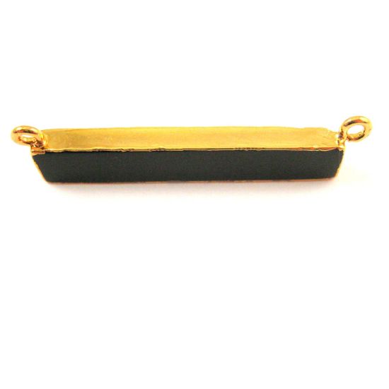 Wholesale Natural Black Agate Bar Pendant, Gold dipped Bar,Black Agate Bar Connector,Extra Long Bar,Rectangle Bar Charm Pendant