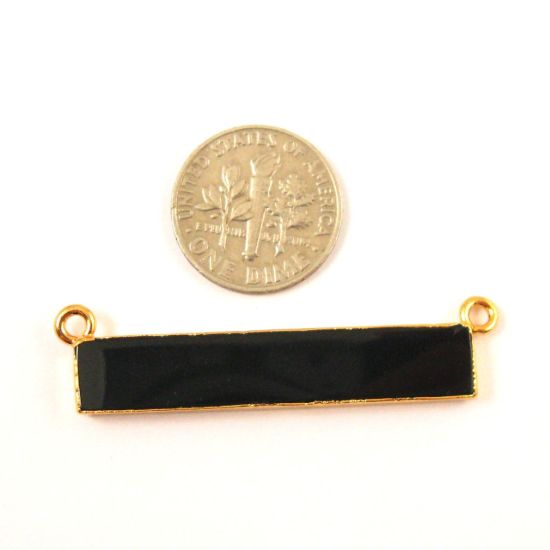 Wholesale Natural Black Agate Bar Pendant, Gold dipped Bar,Black Agate Bar Connector,Extra Long Bar,Rectangle Bar Charm Pendant