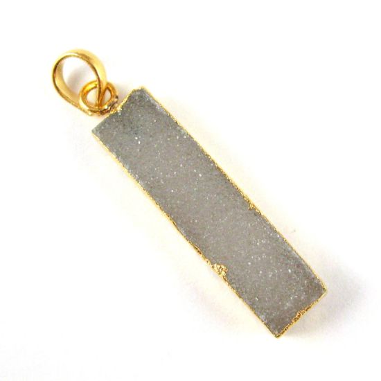 Wholesale Druzy Gemstone Grey Agate Thin Bar Gold Pendant  Wholesale Pendants for Jewelry Making