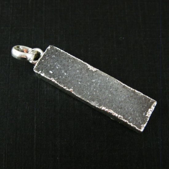 Wholesale Druzy Gemstone Grey Agate Thin Bar Silver Pendant  Wholesale Pendants for Jewelry Making
