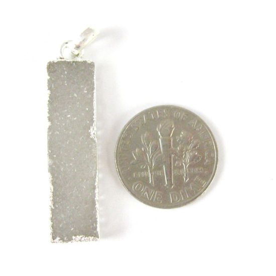 Wholesale Druzy Gemstone Grey Agate Thin Bar Silver Pendant  Wholesale Pendants for Jewelry Making