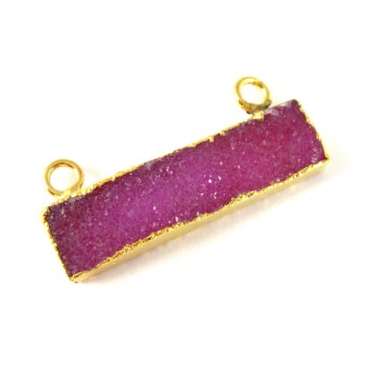 Wholesale Druzy Gemstone Pink Agate Thin Bar Gold Connector Pendant  Wholesale Pendants for Jewelry Making