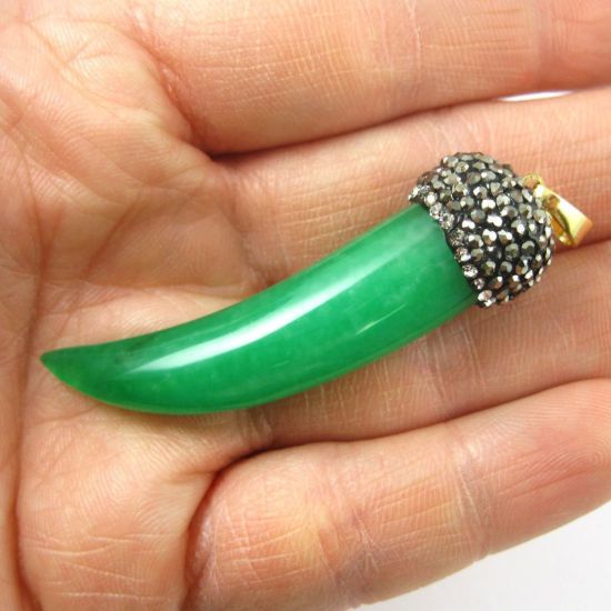 Wholesale Pave Pendant Aventurine Tusk Horn Wholesale Pendants for Jewelry Making