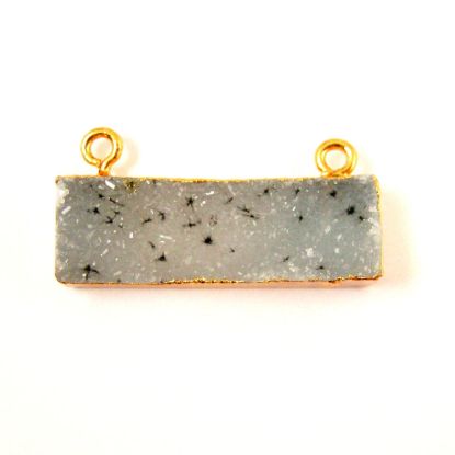 Wholesale Natural Druzy Speckled Agate Geode Bar Pendant, Gold plated Bar, Grey Druzy Bar Connector,Rectangle Bar Charm Pendant