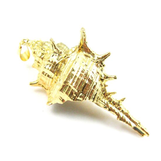 Wholesale Gold Spike Pendant,Natural Cabrits Murex Pendant, Gold plated Shell Pendant
