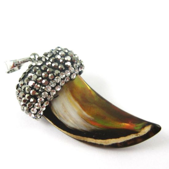 Wholesale Pave Pendant Natural Brown Shell Wholesale Pendants for Jewelry Making