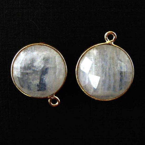 Wholesale Gold plated Sterling Silver Round Bezel Moonstone Gemstone Pendant, Wholesale Gemstone Pendants for Jewelry Making