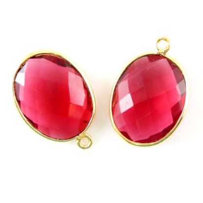 Wholesale Gold plated Sterling Silver Oval Bezel Rubylite Quartz Gemstone Pendant, Wholesale Gemstone Pendants for Jewelry Making