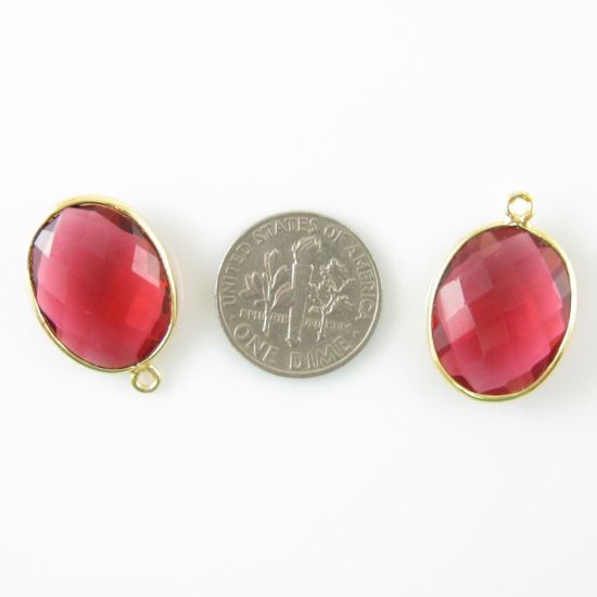 Wholesale Gold plated Sterling Silver Oval Bezel Rubylite Quartz Gemstone Pendant, Wholesale Gemstone Pendants for Jewelry Making