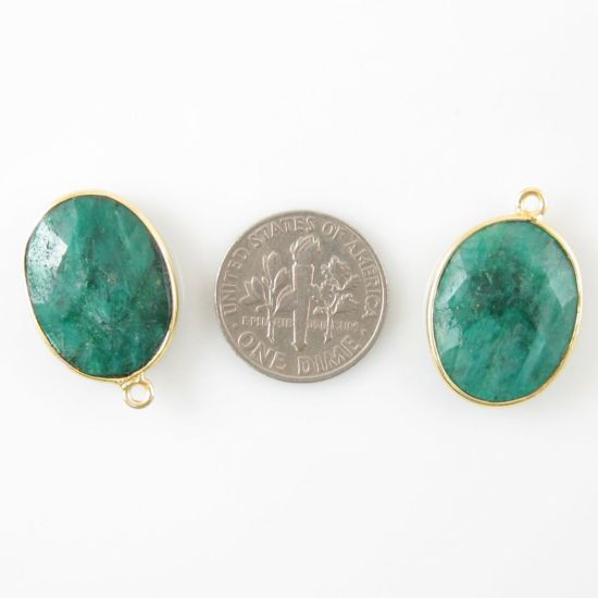 Wholesale Gold plated Sterling Silver Oval Bezel Dyed Emerald Gemstone Pendant, Wholesale Gemstone Pendants for Jewelry Making